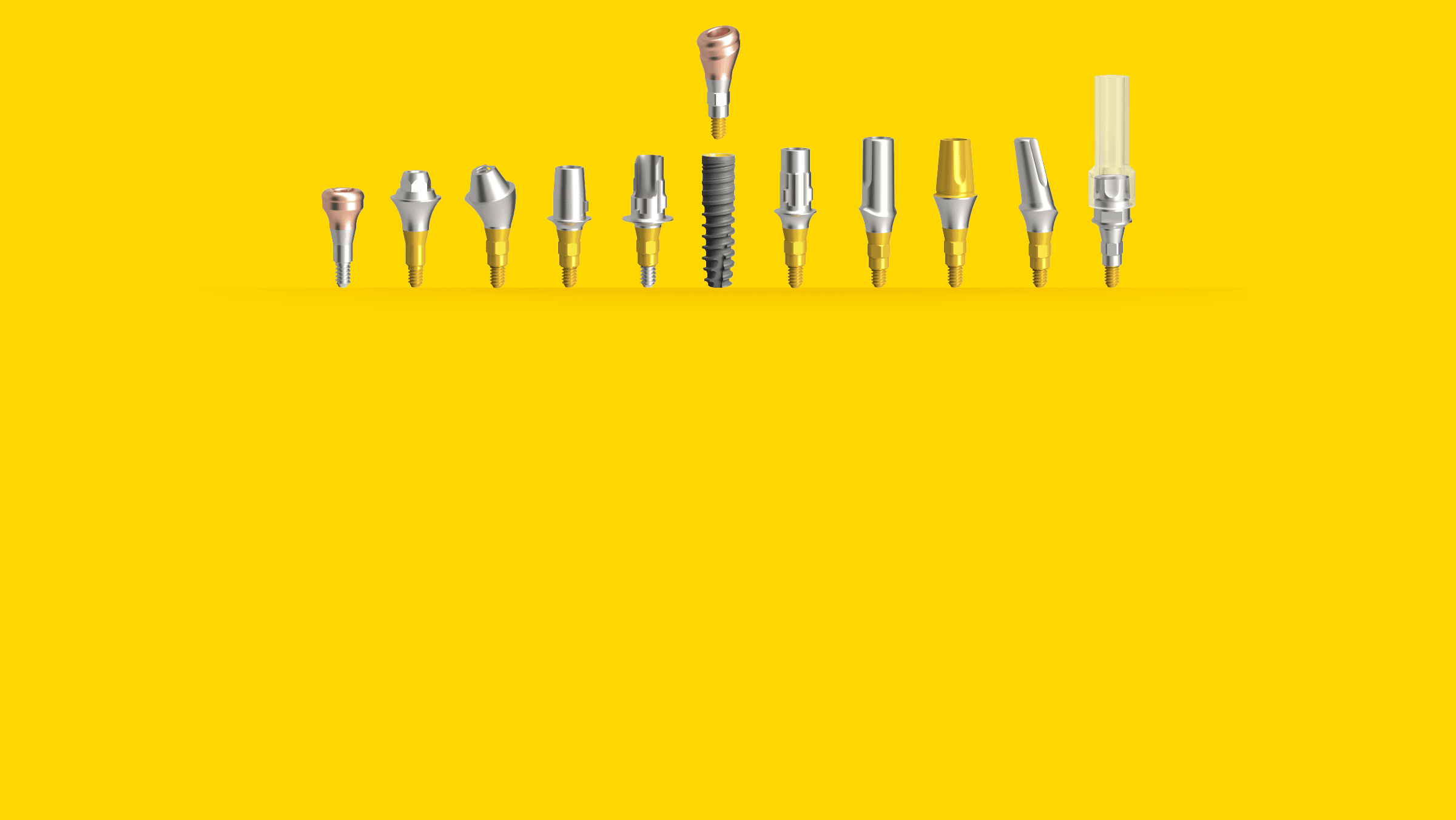 BioniQ S2.9 Implantat mit gelb kodierten prothetischen Komponenten, Ø 2,9 mm
